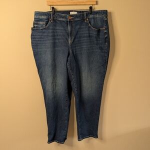 Lane Bryant Womens Mid-Rise Boyfriend Jeans Size 20 Dark Wash Denim